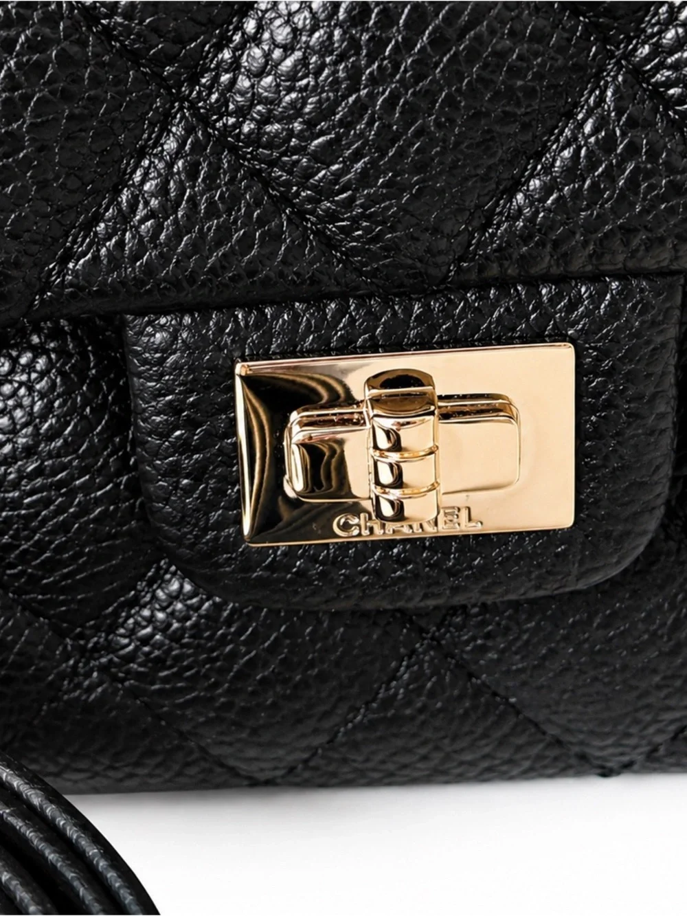 CHANEL Black Quilted Caviar Leather belt bag